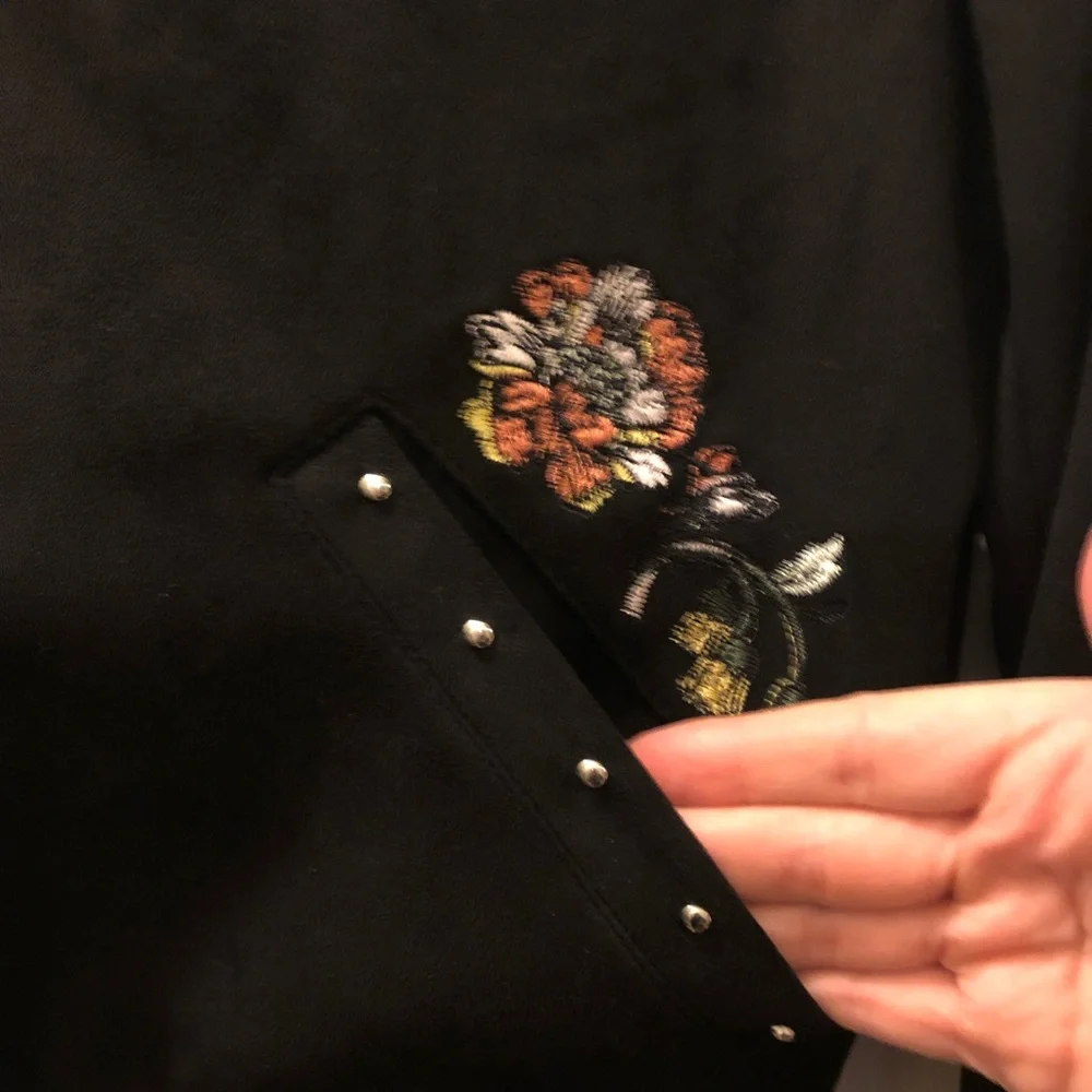 River Island embroidered suedette bomber jacket - Picture 7 of 13